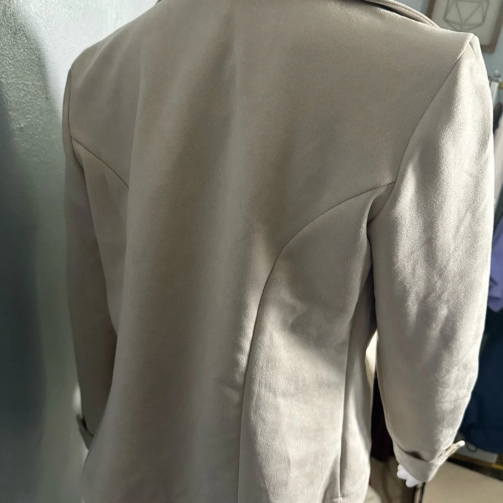 Blu Pepper Cream Bomber Jacket Moto Zip M New - Picture 5 of 7
